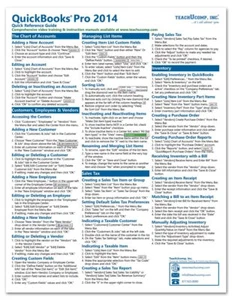 QuickBooks Pro 2014 Training Guide Quick Reference Card 4 Page Cheat Sheet - Picture 1 of 4