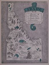 Old 1931 Pictorial Map ~ IDAHO by P.S. JOHST ~ Free S&H