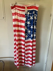 Pantaloni lounge patriottici USA a righe bandiera americana nuovi con etichette taglia XL - Foto 1 di 5