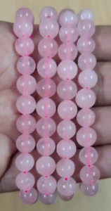 Round Smooth Loose Beads Strand 8 MM Pink Natural Rose Quartz Gemstone 15" - Picture 1 of 7