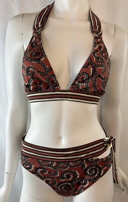 Bikini Tory Burch para mujer M con halter superior e inferior de cachemira cintura alta atado 2 piezas Foto 1 de 4