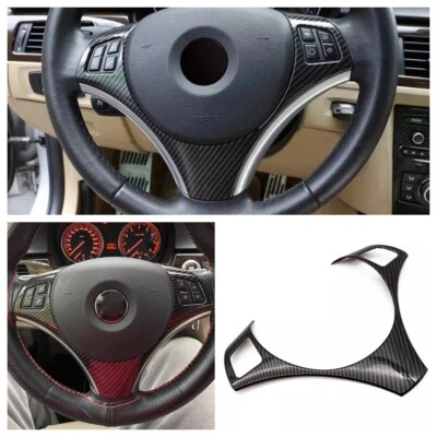 For BMW E90 E92 E93 335i 325i 330i Carbon Fiber Steering Wheel Bezel Cover Foto 1 de 4