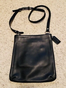 Vintage Coach Chelsea 9457 Black Leather Slim Crossbody Purse Handbag EUC - Picture 1 of 14
