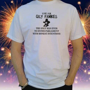 Vote Guy Fawkes T-Shirt - Bonfire Political Protest Shirt, S-XXL - Bild 1 von 4