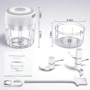 Electric Mini Garlic Chopper Meat Grinder Crusher for Nut Vegetable Fruit Food - Picture 1 of 15