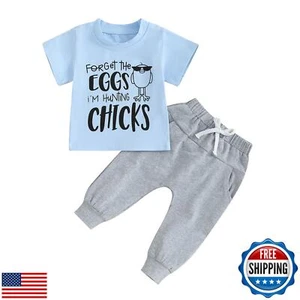 MAYUMMPY Toddler Baby Boys Girls Easter Outfit Bunny Rabbot Clothes Short Sle - Picture 1 of 5