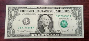1981 $1 FRN - Large Ink Smear Reverse - Semi Fancy Serial Number - Light Folds - Picture 1 of 6