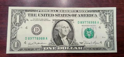 1981 $1 FRN - Large Ink Smear Reverse - Semi Fancy Serial Number - Light Folds - Image 1 of 4