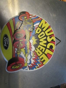 Ford Muscle Power insegna in metallo 7 pollici con licenza trascinamento auto garage mancave repop - Foto 1 di 2