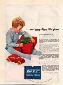 VINTAGE 1944 MONSANTO CHEMIKALIEN & KUNSTSTOFFE WEIHNACHTEN DRUCK ANZEIGE - Bild 1 von 1