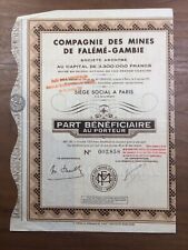 Sénégal 1941 Compagnie des Mines de Falémé Gambie Notaire Grange Paris Afrique