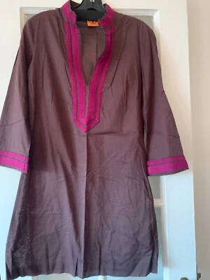 Blusa Tory Burch Kaftan marrom roxa tamanho 4 algodão - Imagem 1 de 4