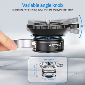 Cabezal horizontal de ajuste rápido base de nivelación ARCISE 65 MM para carga de trípode 44 libras - Imagen 1 de 10