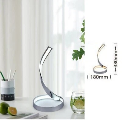 Lampada da scrivania led 12w spirale vortice luce tavolo argento design moderno - Immagine 1 di 4
