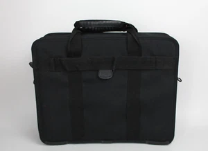 Maletín para portátil Fujitsu Siemens vintage negro con cremallera bloqueable usado - Imagen 1 de 7