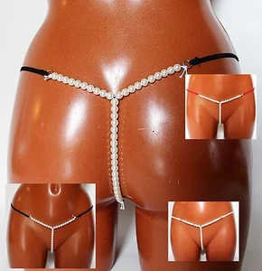 Super Sexy String-Tanga mit Perlenkette 3 Farben Offen Reizwäsche S-M-L 36-40 - Bild 1 von 8