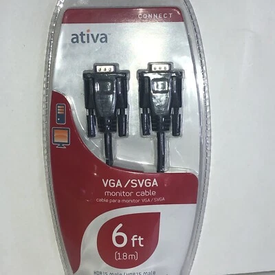 Ativa VGA/SVGA Monitor Cable 6 Feet HDB 15 Connect - Image 1 of 2