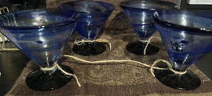 Vintage Royal Caribbean Hand Blown Swirl Cocktail Glasses-Set Of 4 - Picture 1 of 6