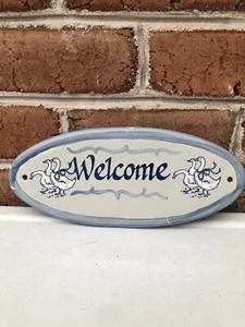 Louisville Steinzeug Keramik 11" WILLKOMMEN ovales Türschild Schild Gaggle of Gänse - Bild 1 von 11