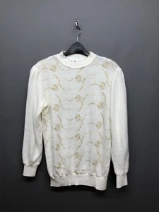Jersey vintage bordado crema y dorado AFIBEL para mujer Reino Unido 14 UE 42 hecho en Italia - Imagen 1 de 9