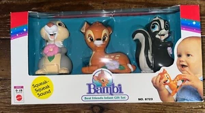 VINTAGE MATTEL BAMBI, FLOWER, THUMPER SQUEAKY TOY INFANT GIFT SET, SEALED BOX - Picture 1 of 6