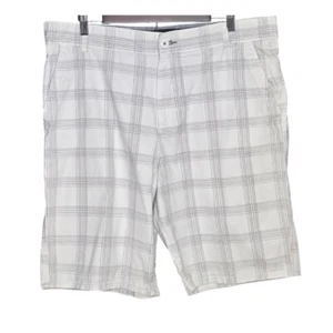OP Y2K Plaid Cargo Shorts Cotton Casual Comfort Gray White Mens Size 38 - Picture 1 of 8