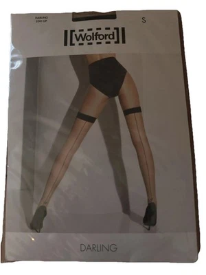 Wolford Darling Stay-Up thigh hi Small Black Embellished Seams Swarovski  New  - Image 1 of 2