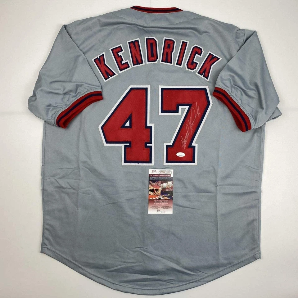 Autographed/Signed HOWIE KENDRICK Washington Grey Baseball Jersey JSA COA Auto - Image 1 of 4