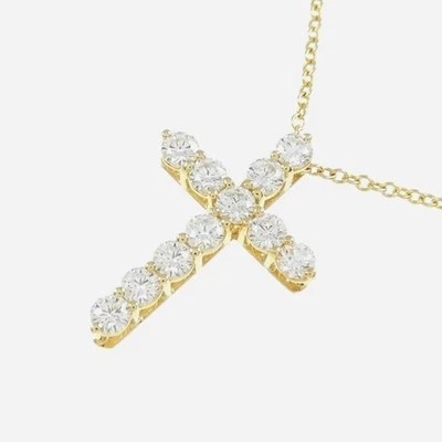 Ожерелье с подвеской в виде креста с бриллиантами 0,42 карата золото 18 карат TIFFANY & Co. - Изображение 1 из 4