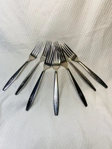 VTG Cg1 By CG Stainless Japan 7 Dinner Forks 7 1/2” Fleur de Lis Silverware MCM - Picture 1 of 5