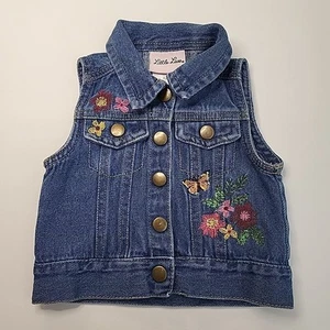 LITTLE LASS Infant/Toddler Embroidered Denim Vest Size 12mo - Picture 1 of 10