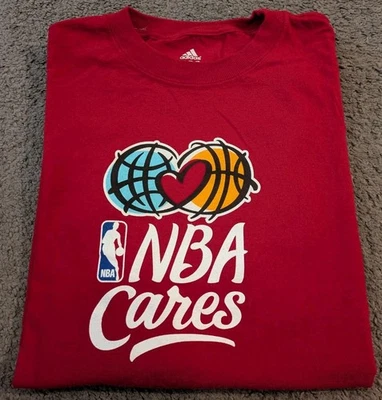 Adidas NBA Cares Red League Issued T-Shirt Men's Medium - Image 1 of 4