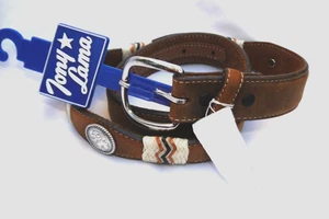 Neu Tony Lama braun Leder Jakobsmuschel Conchos Gürtel Größe 26 - Bild 1 von 4