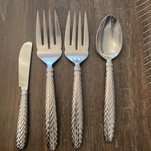 Ralph Lauren Equestrian Braid Flatware Serving Set Stainless Steel Set Of 4 1991 - Picture 1 of 15
