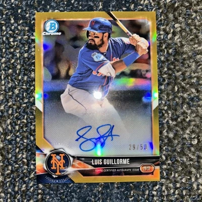 2018 Bowman Chrome Luis Guillorme Gold Refractor Auto Autograph RC /50 - Image 1 of 2