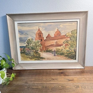 Kloster & Mönch Aquarell Gemälde Vintage signiert Charles Allyn Gordon 28x21" - Bild 1 von 12