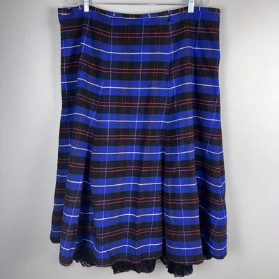 J. Peterman Skirt Women's 22 Plaid With Lace Liner Midi Red Blue Black EUC - Image 1 of 4