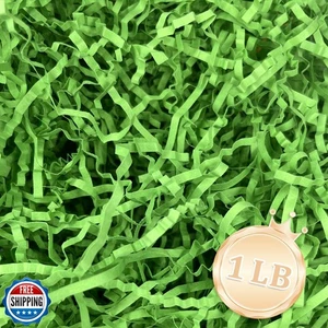 1 LB Parrot Green Crinkle Cut Paper Shred Filler Great for Gift Wrapping, Par - Picture 1 of 5