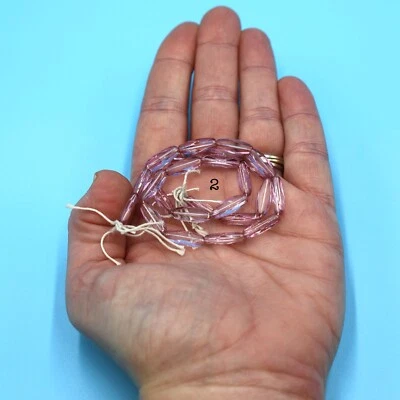 Faceted Pink Czech Glass Table Cut Oval Beads (6x13mm & 5x15mm) (PCG21) - Image 1 of 4