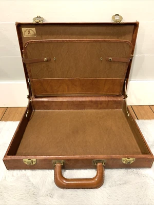 Pasta de couro vintage 18” marrom bronzeado escritório de trabalho por Howe Industries Inc anos 80 - Imagem 1 de 4