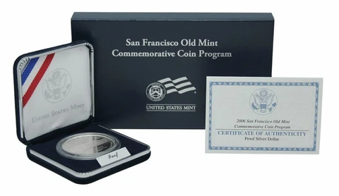 (1) 2006 S San Francisco Old Mint $1 Proof Silver Dollar Coin w/Box & COA Cover