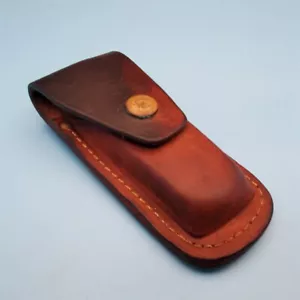 VTG Victorinox Pocket Knife Sheath Brown Leather Folding Blade Pouch 5.25 x 4.5 - Picture 1 of 13