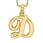 14K Yellow Gold Dainty Letter D Initial Name Monogram Necklace Charm Pendant