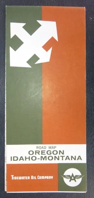 1962  Oregon Idaho Montana  road map Flying A Tidewater oil gas early interstate - Image 1 of 4
