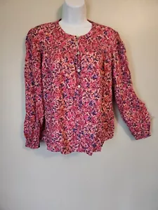 Top Campesino Time & Tru Floral Rosa Calado Botón Delantero Talla S - Imagen 1 de 6