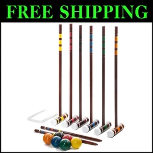 Family-Friendly Croquet Set for 6 Players - Perfect for Outdoor Summertime Fun - Picture 1 of 11