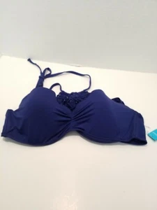 Traje de baño Ambrielle para mujer Bikini push up top con malla frontal color azul marino D nuevo con etiquetas $49 - Imagen 1 de 12