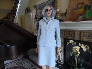 New Brooks Brothers Light Blue/Ivory Jacquard Dress/Jacket Set Size 6