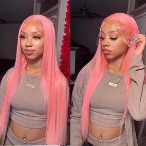 Nadula Pink Brazilian Body Wave/Straight 13x4 Full Lace Frontal Human Hair Wigs - Picture 1 of 7