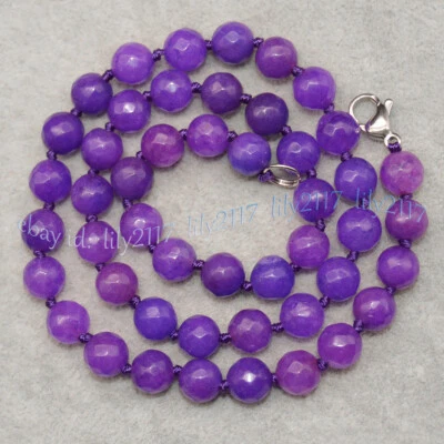 Collar de cuentas redondas de piedras preciosas de sugilita púrpura natural facetadas de 8 mm 14-48 pulgadas Foto 1 de 4